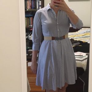 Ann Taylor blue pinstripe shirtdress, 10